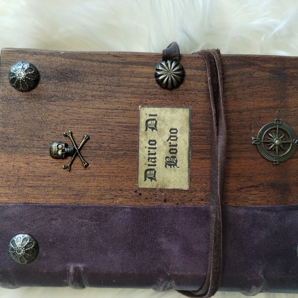 Vintage Brown Leather Shipwood Pirate Style Journal